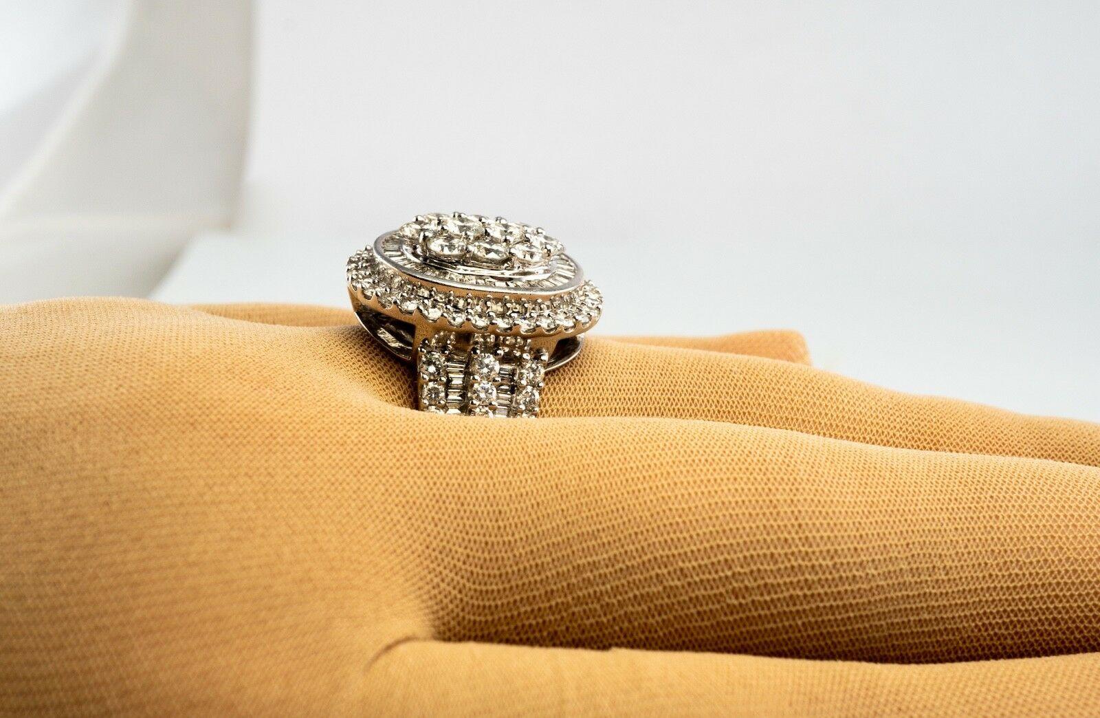 Natural Diamond Ring 14K White Gold Cocktail 2.44 TDW Zai Cluster For Sale 4