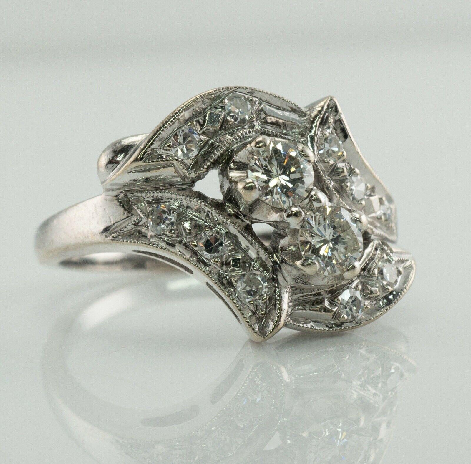 Natural Diamond Ring 14K White Gold Vintage .53ct TDW For Sale 5