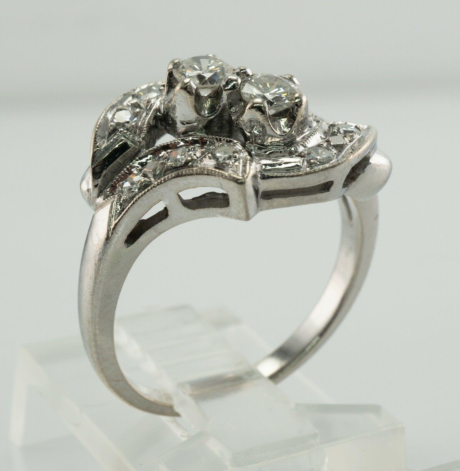 Natural Diamond Ring 14K White Gold Vintage .53ct TDW For Sale 7