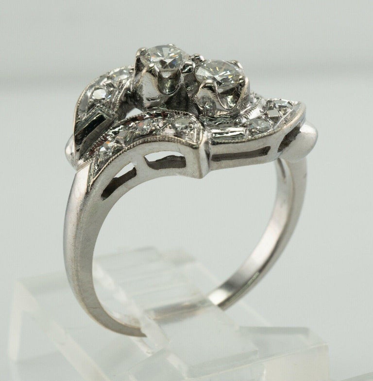 Natural Diamond Ring 14K White Gold Vintage .53ct TDW For Sale at 1stDibs