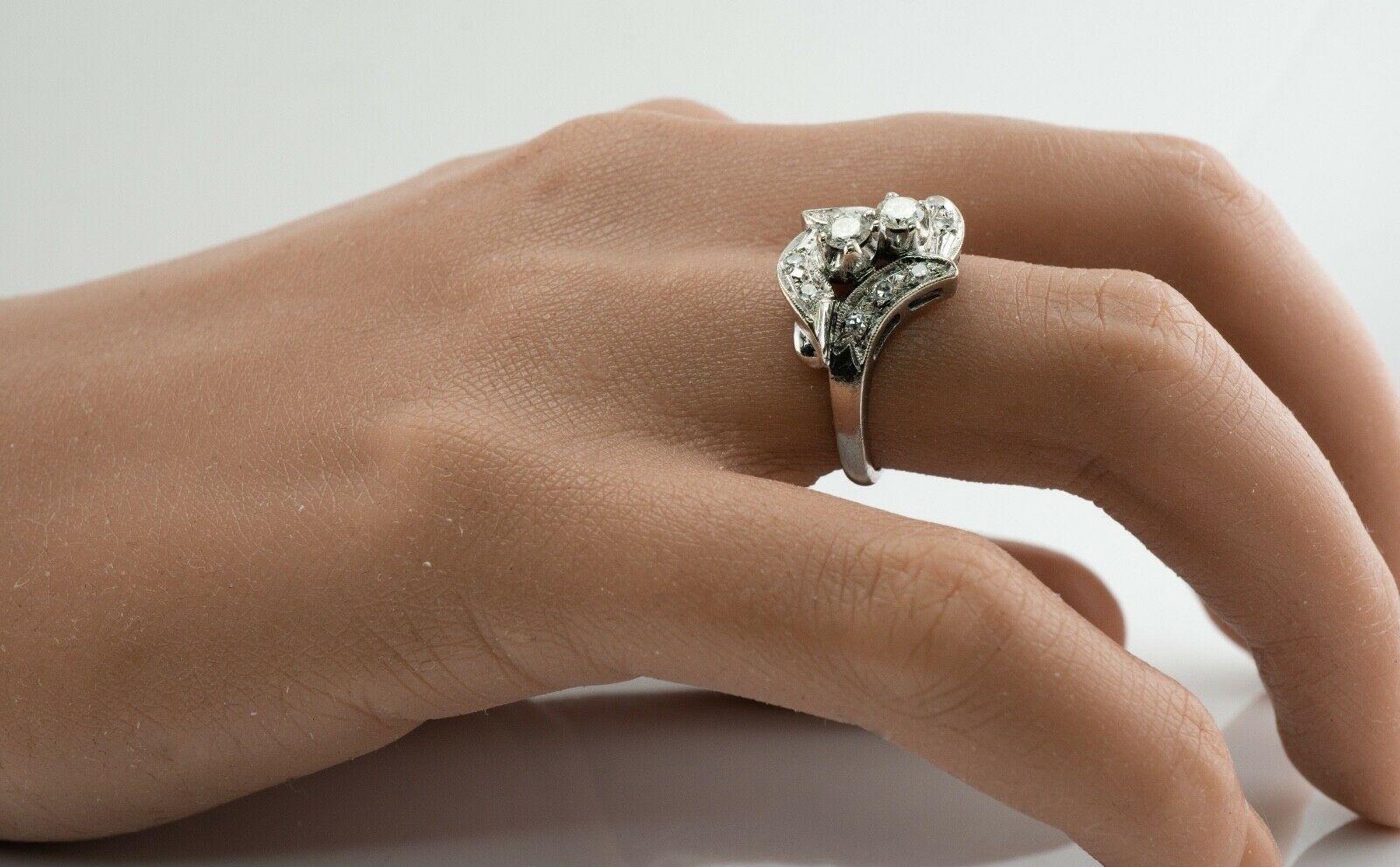 Anillo Diamante Natural Oro Blanco 14K Vintage .53ct TDW en venta 8