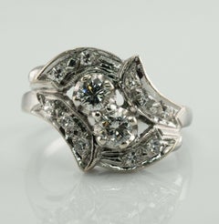 Natural Diamond Ring 14K White Gold Vintage .53ct TDW
