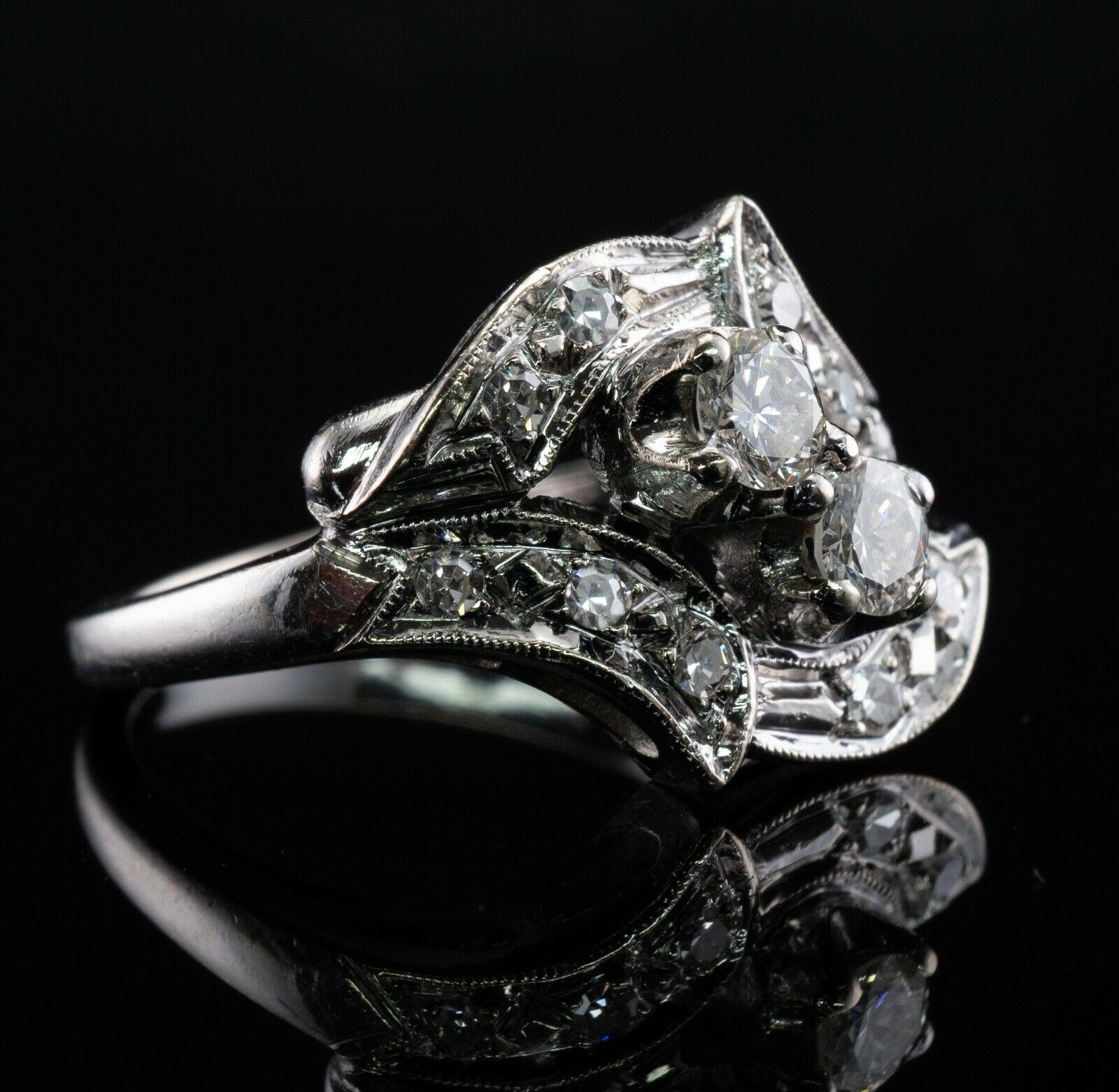 Anillo Diamante Natural Oro Blanco 14K Vintage .53ct TDW Corte redondo en venta