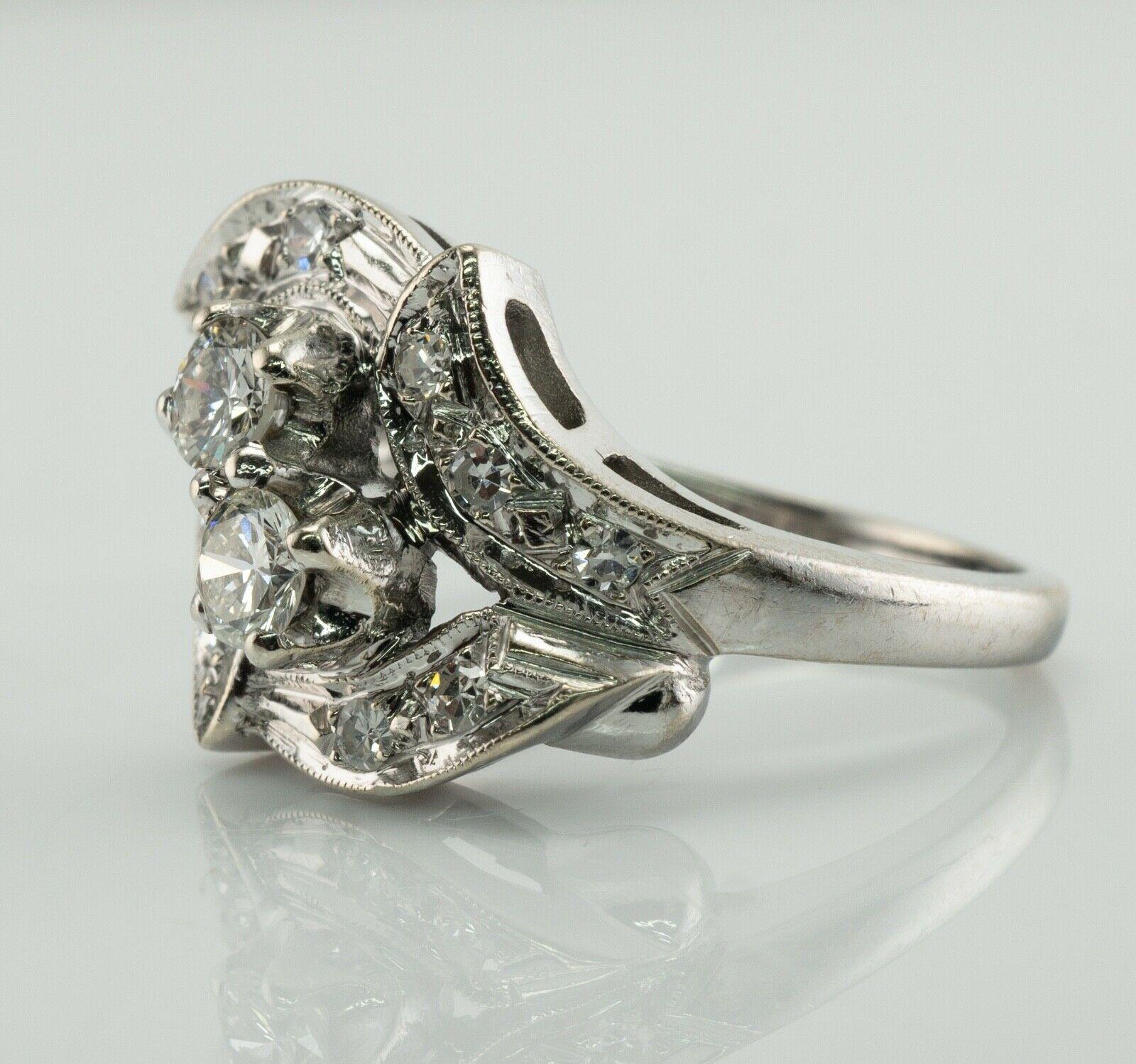 Natural Diamond Ring 14K White Gold Vintage .53ct TDW In Good Condition For Sale In East Brunswick, NJ