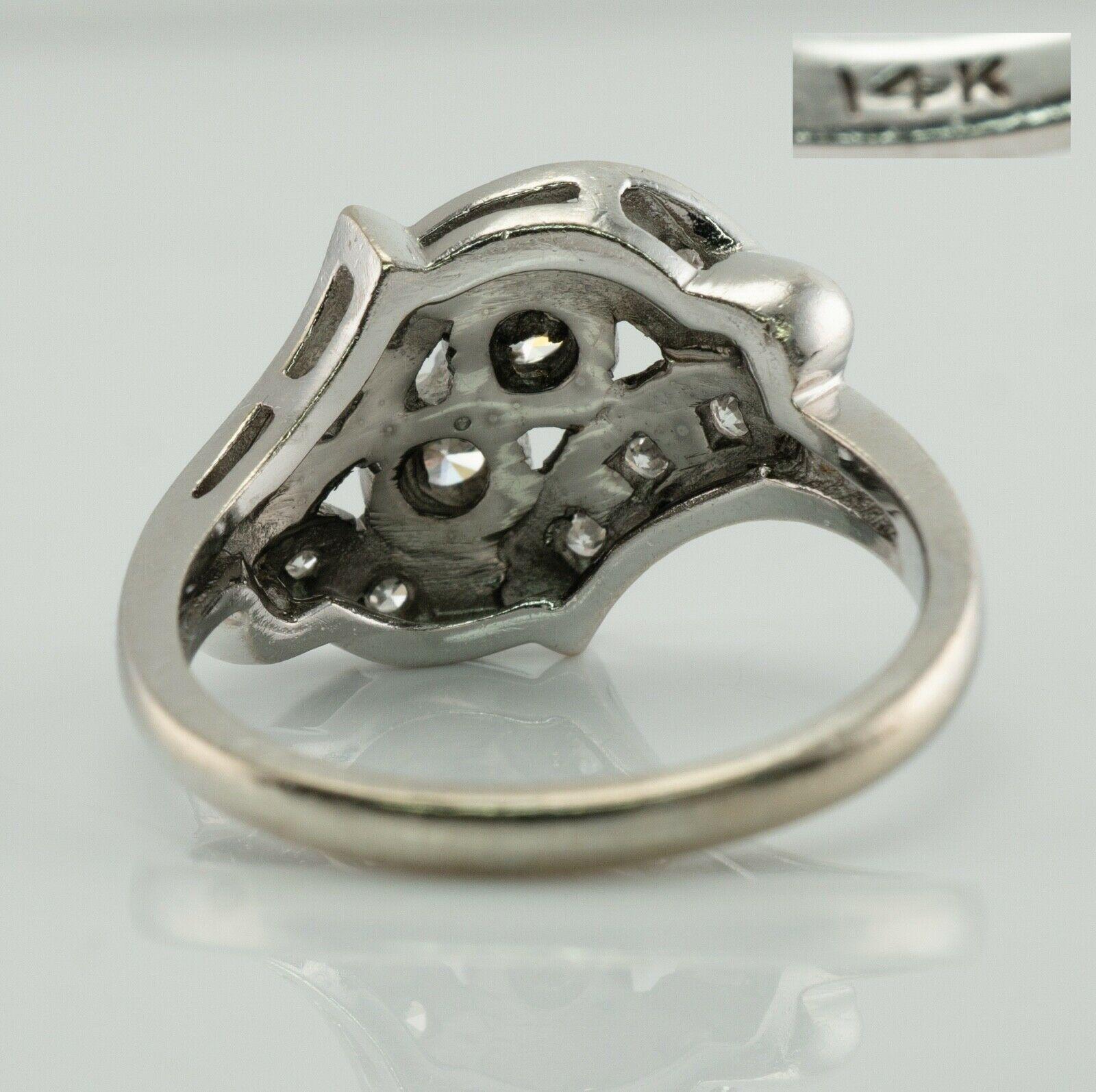 Women's Natural Diamond Ring 14K White Gold Vintage .53ct TDW For Sale