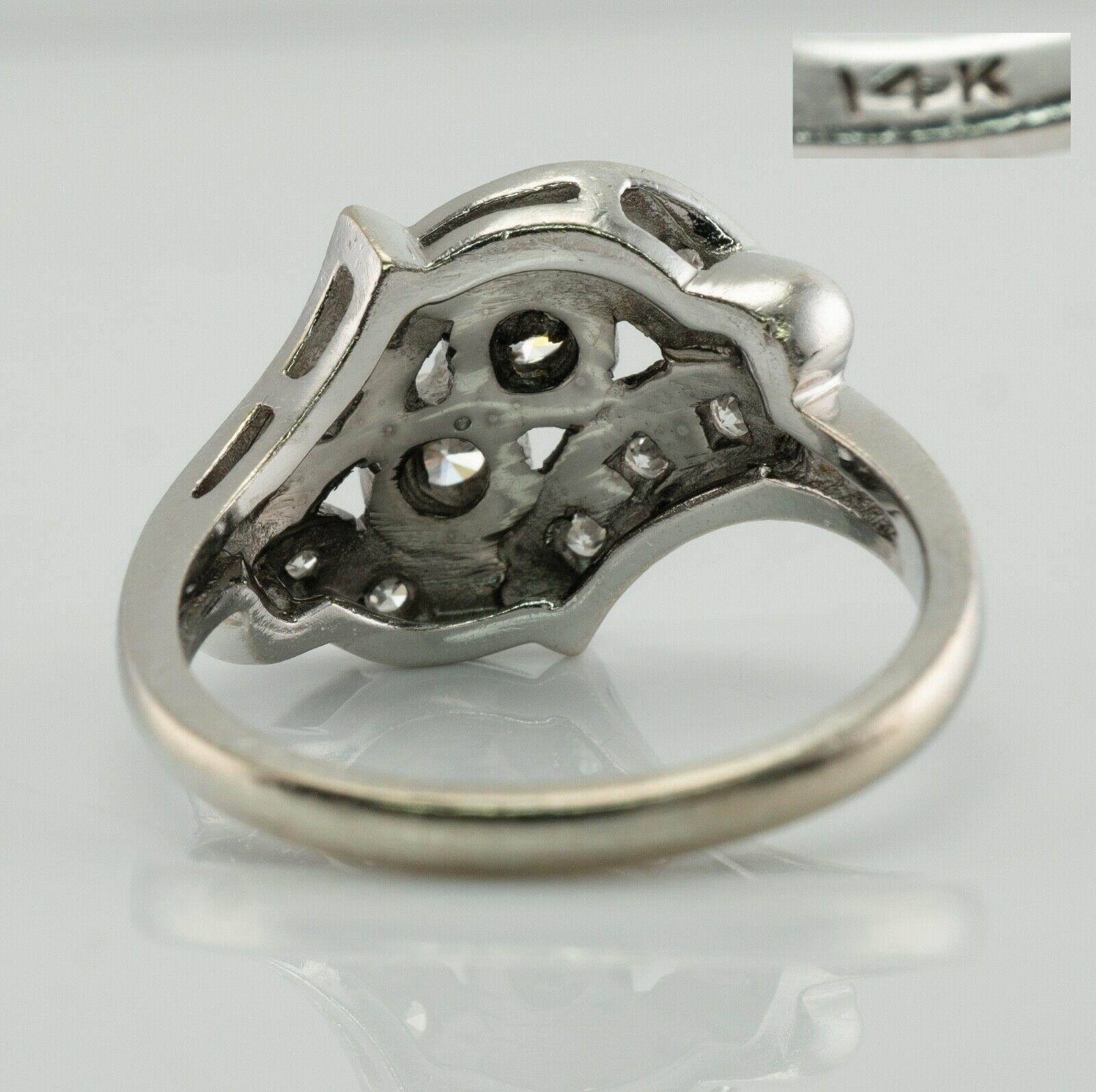 De las mujeres Anillo Diamante Natural Oro Blanco 14K Vintage .53ct TDW en venta