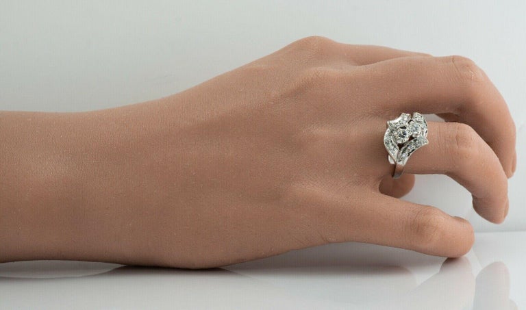Natural Diamond Ring 14K White Gold Vintage .53ct TDW For Sale at 1stDibs