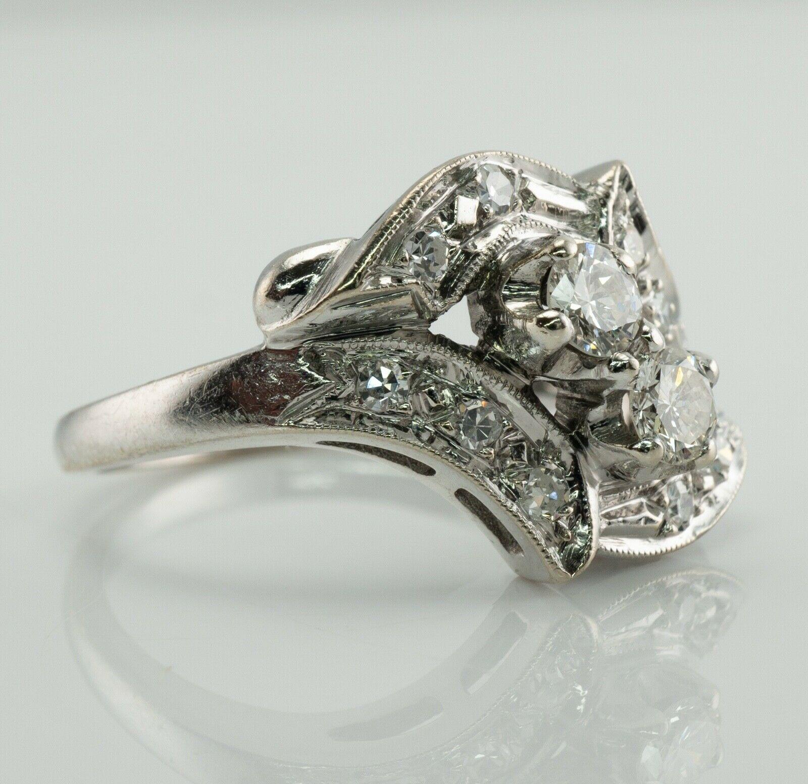 Natural Diamond Ring 14K White Gold Vintage .53ct TDW For Sale 3