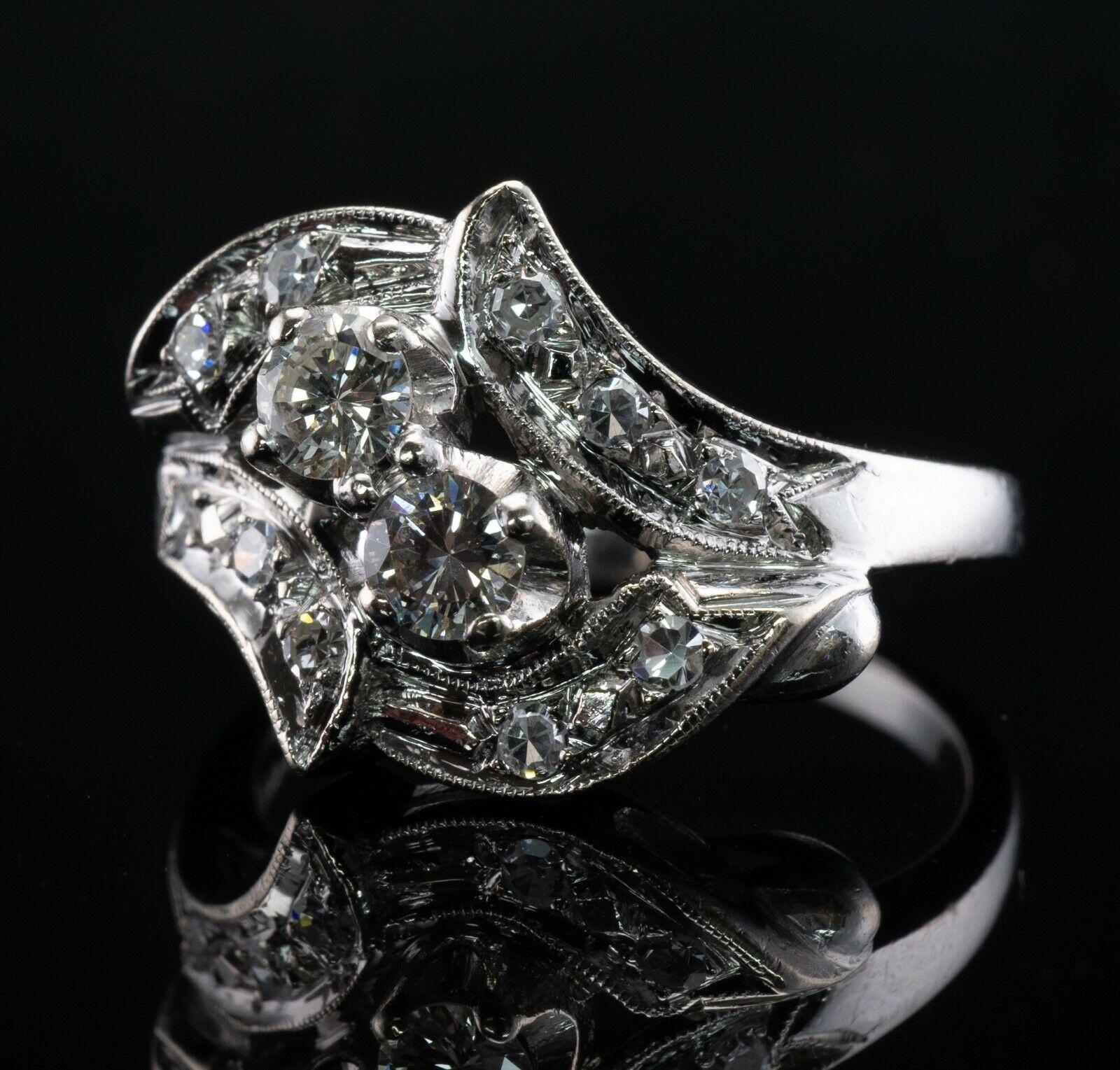 Natural Diamond Ring 14K White Gold Vintage .53ct TDW For Sale 4