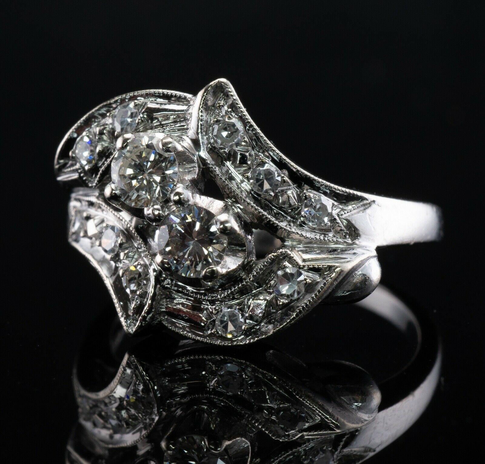 Anillo Diamante Natural Oro Blanco 14K Vintage .53ct TDW en venta 4