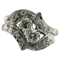 Natural Diamond Ring 14K White Gold Vintage .53ct TDW
