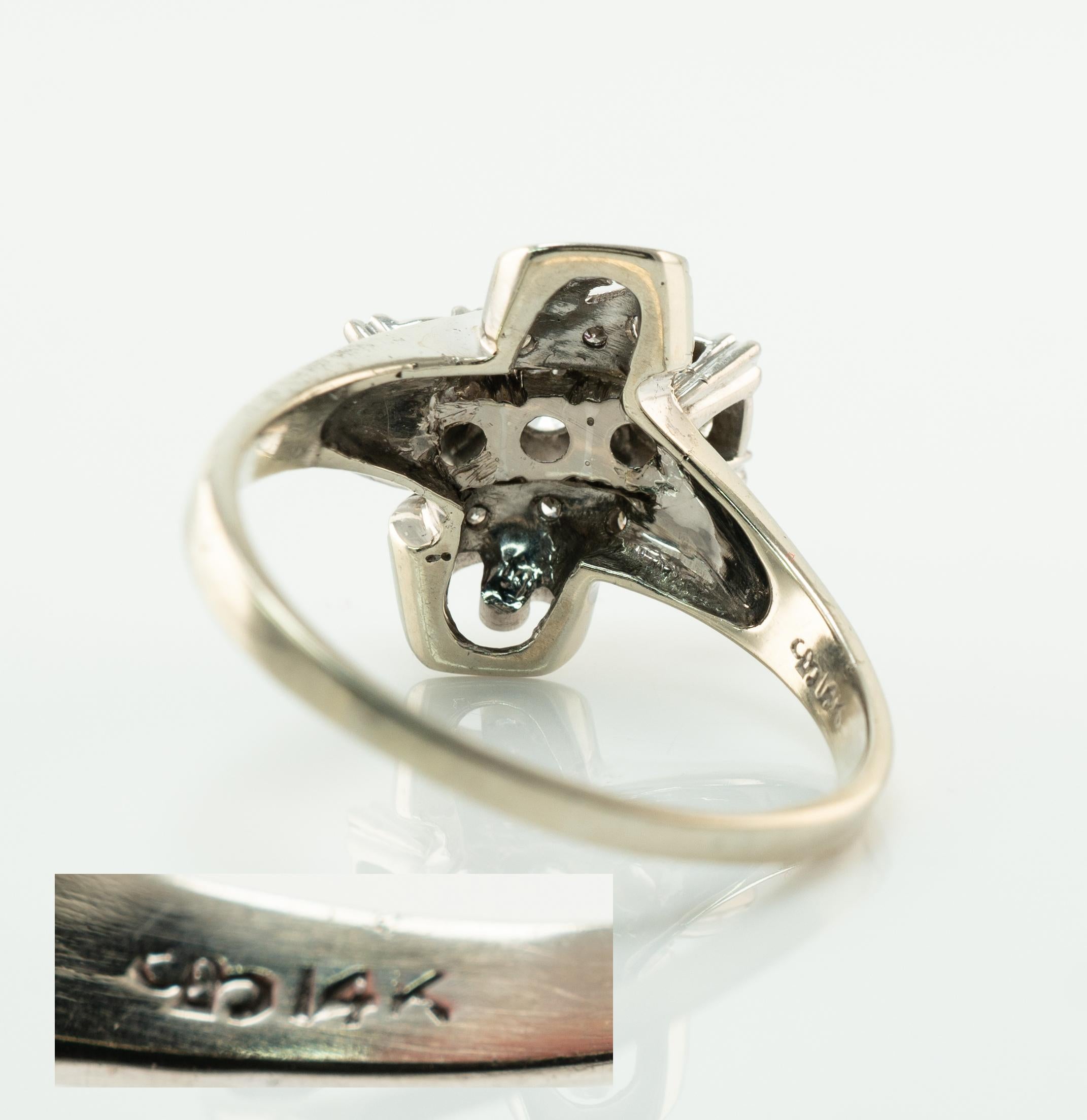 Anillo Diamante Natural Oro Blanco 14K Vintage .70ct TDW Espiral en venta 2