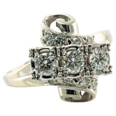Natürlicher Diamantring 14K Weißgold Vintage .70ct TDW Spiral
