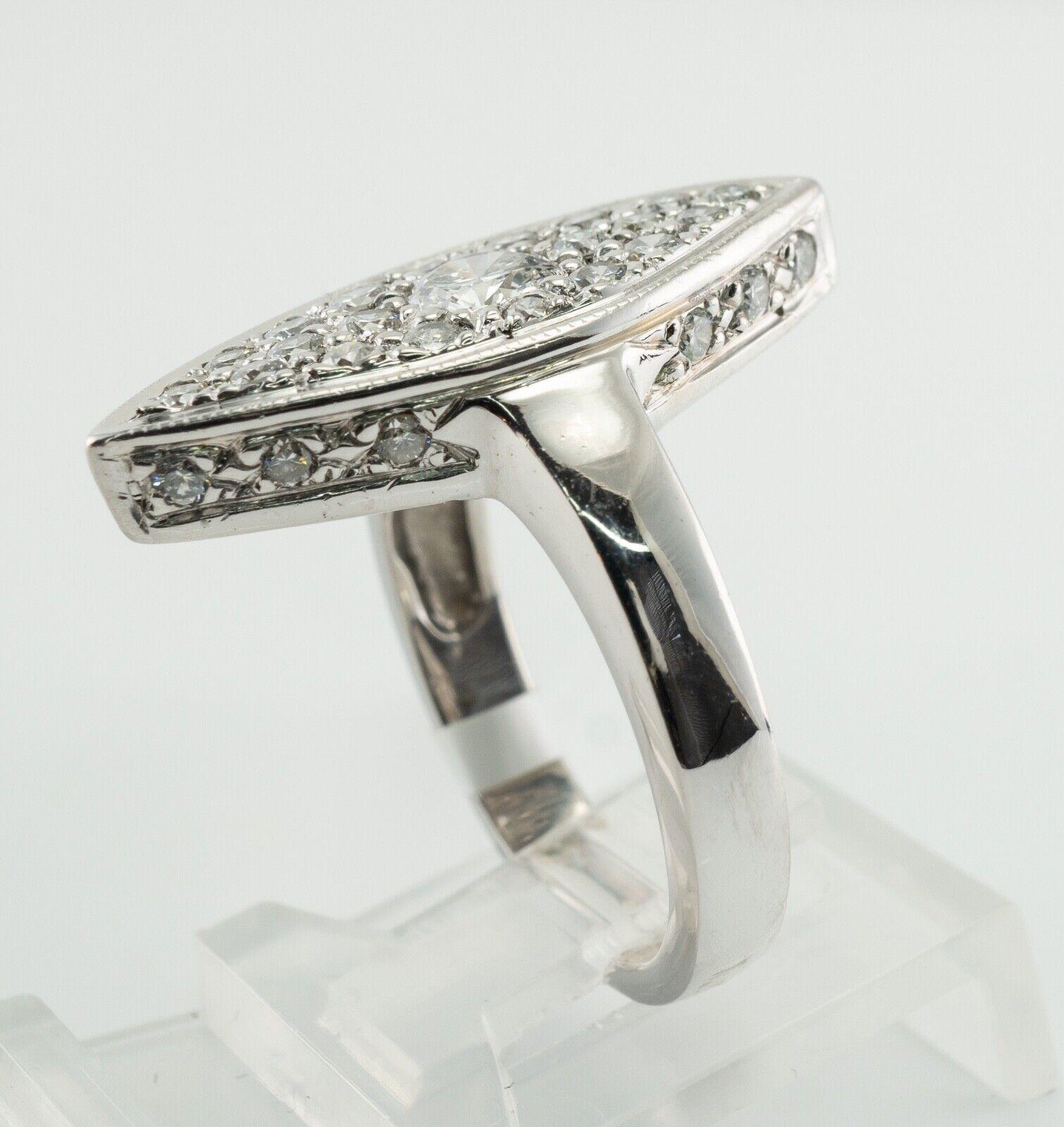 Natürlicher Diamantring 14K Weißgold Vintage Marquise Form im Angebot 6