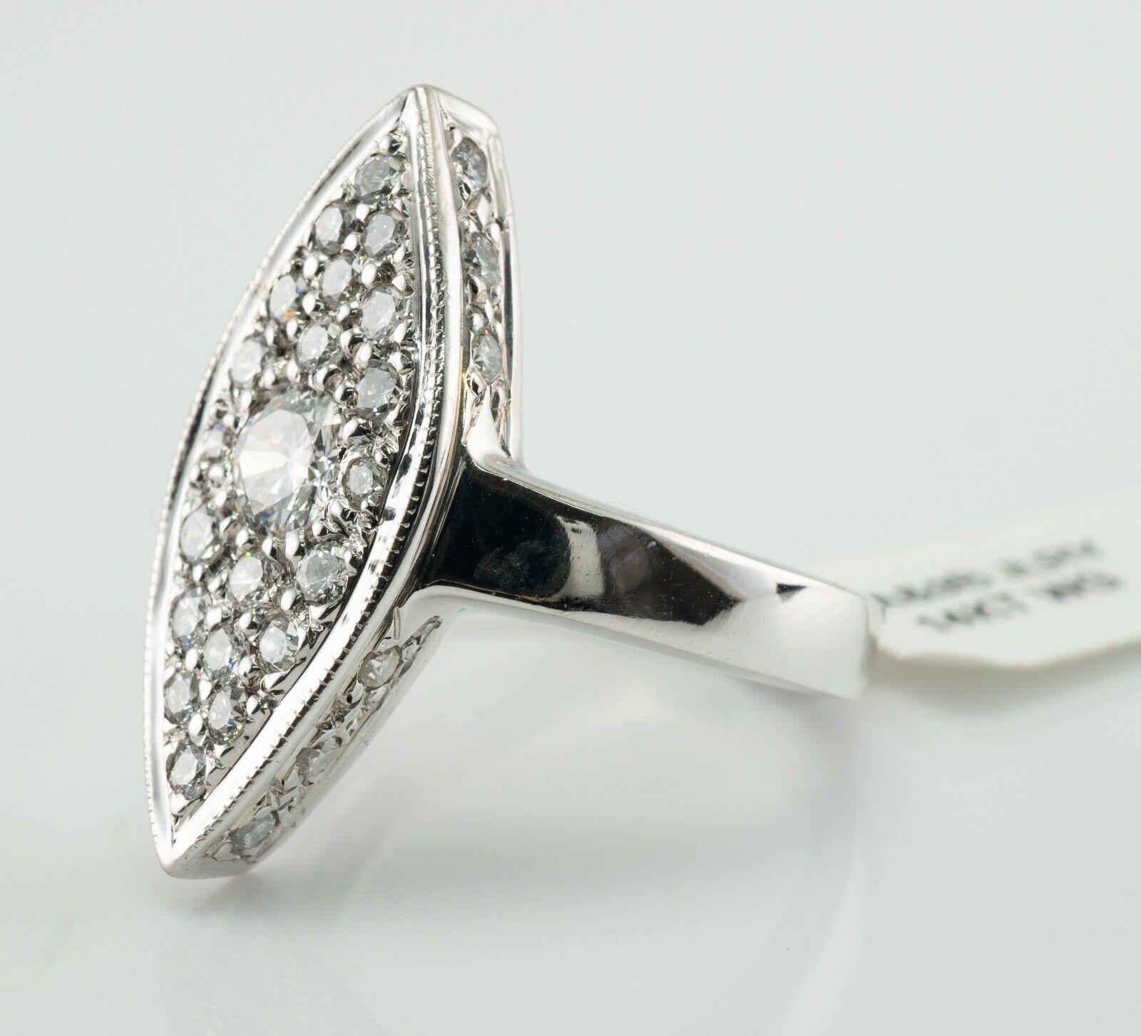 Natürlicher Diamantring 14K Weißgold Vintage Marquise Form im Zustand „Gut“ im Angebot in East Brunswick, NJ