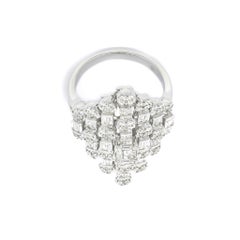 Natural Diamond Ring 1.64 carats 18 Karat White Gold Cocktail Ring