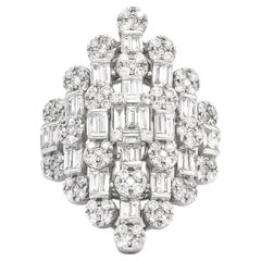 Anello con diamante naturale 1,64 carati in oro bianco 18 carati Cocktail