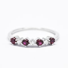 Natural Diamond Ring 18 Karat White Gold Synthetic Ruby Colour Engagement Ring