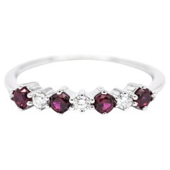 Natural Diamond Ring 18 Karat White Gold Synthetic Ruby Colour Engagement Ring
