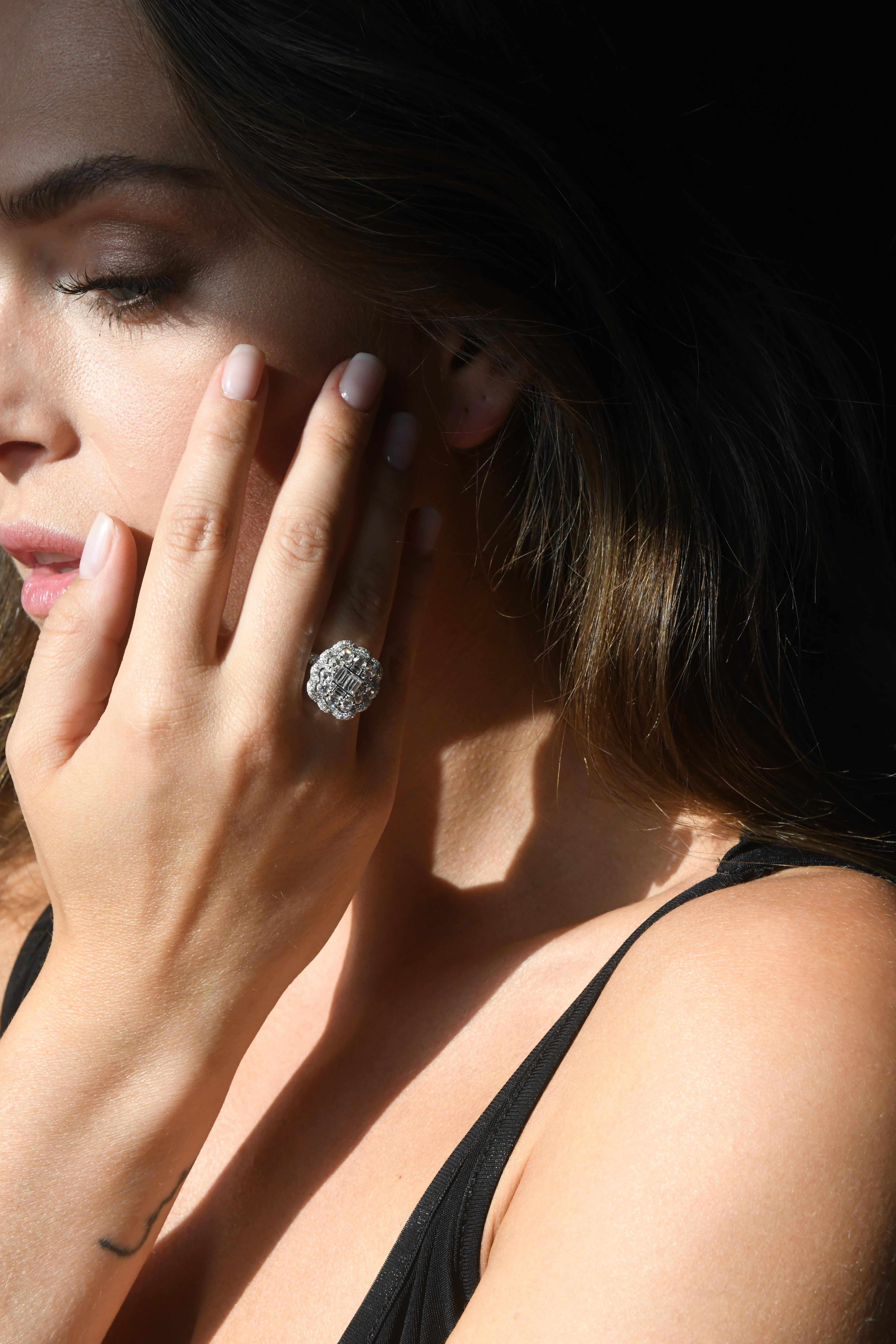 Natural Diamond Ring 1.80 cts 18 Karat White Gold Briolette Diamond Luxury Ring For Sale 9