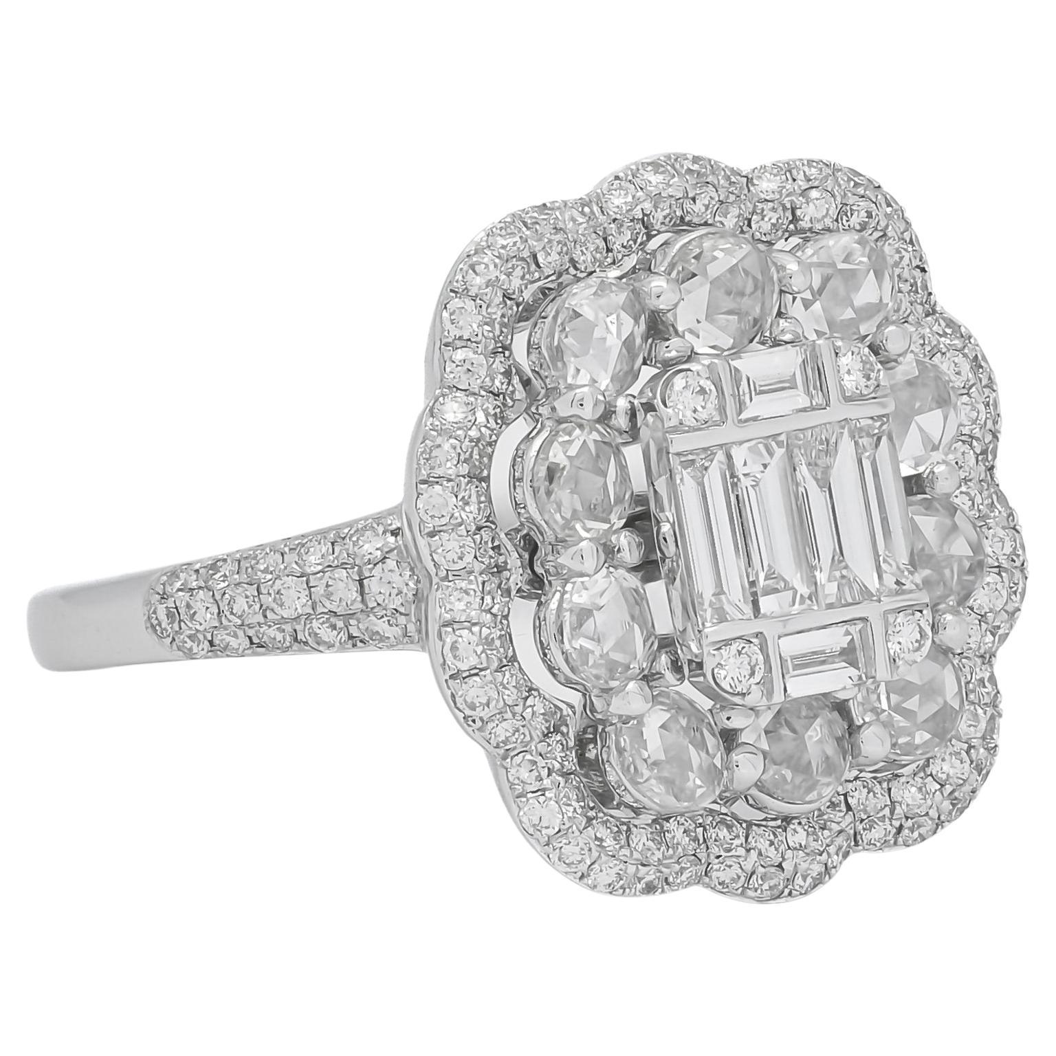 Natürlicher Diamantring 1,80 Karat 18 Karat Weißgold Briolette Diamant Luxusring