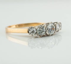 Natural Diamond Ring 18K Gold Band .86ct TDW English Vintage Wedding