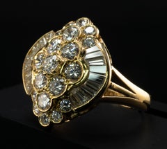 Natural Diamond Ring 18K Gold Cluster Cocktail 2.47 TDW