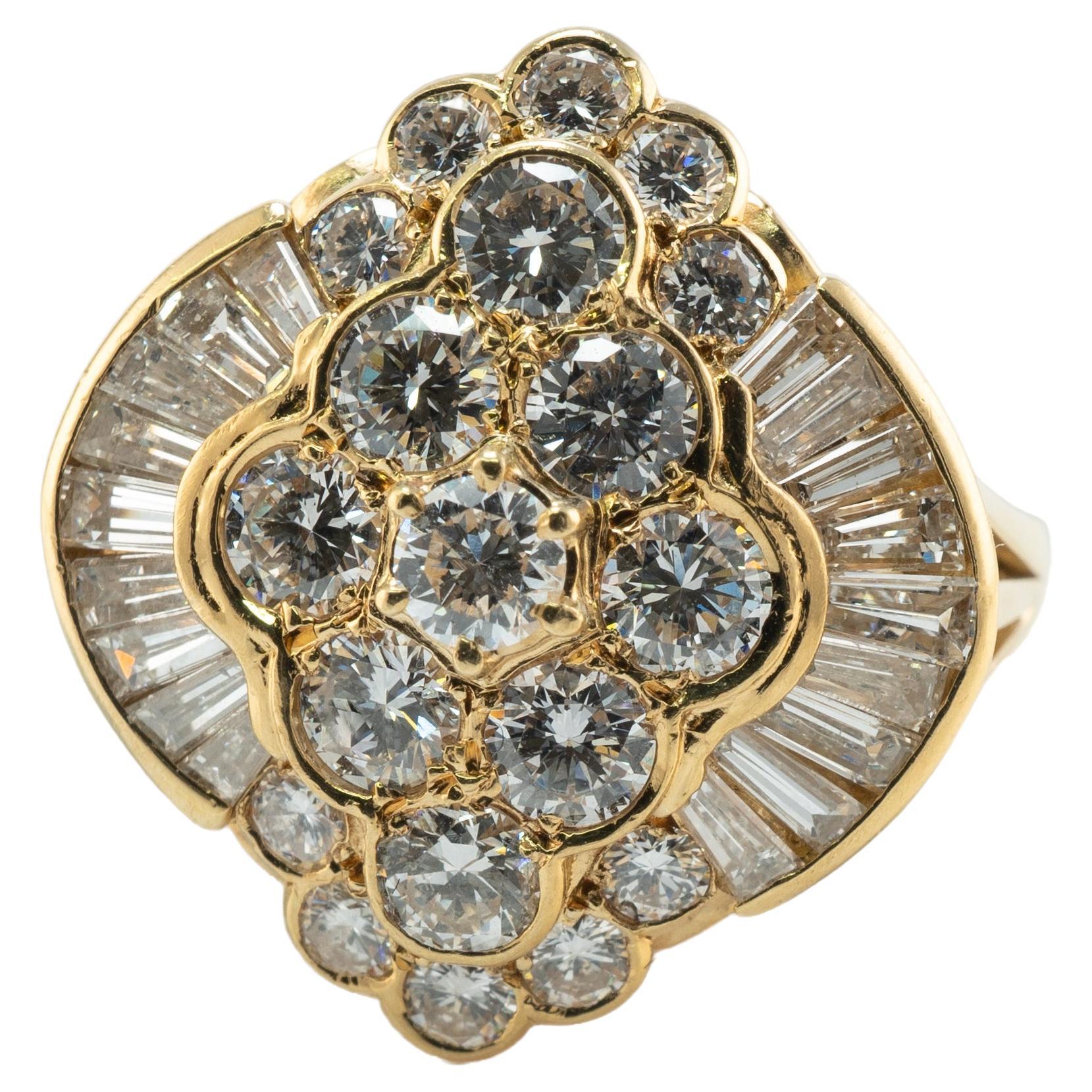  Natürlicher Diamantring 18K Gold Cluster Cocktail 2,47 TDW