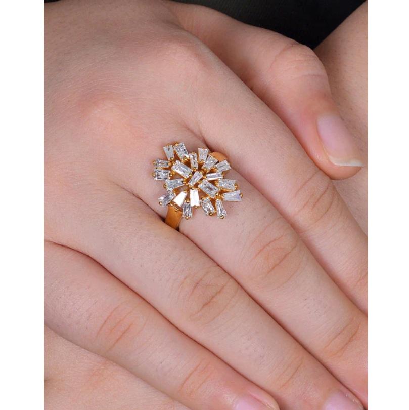 Natürlicher Diamantring 18K Gold (Asscher-Schliff) im Angebot
