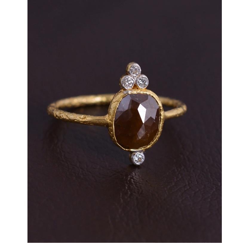 Taglio Asscher Anello con diamante Nature in oro 18 carati in vendita