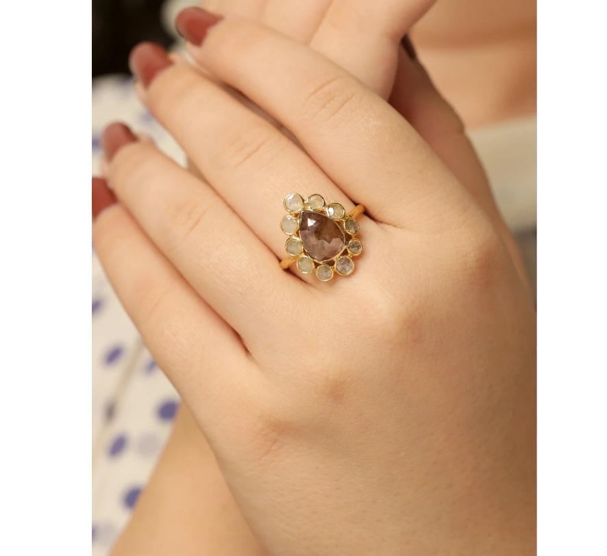 Anello con diamante Nature in oro 18 carati In condizioni Nuovo in vendita a jaipur, IN