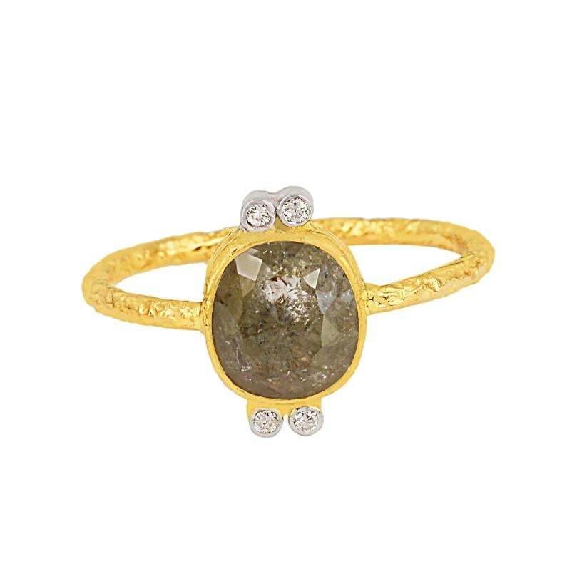 Natürlicher Diamantring 18K Gold im Angebot 1
