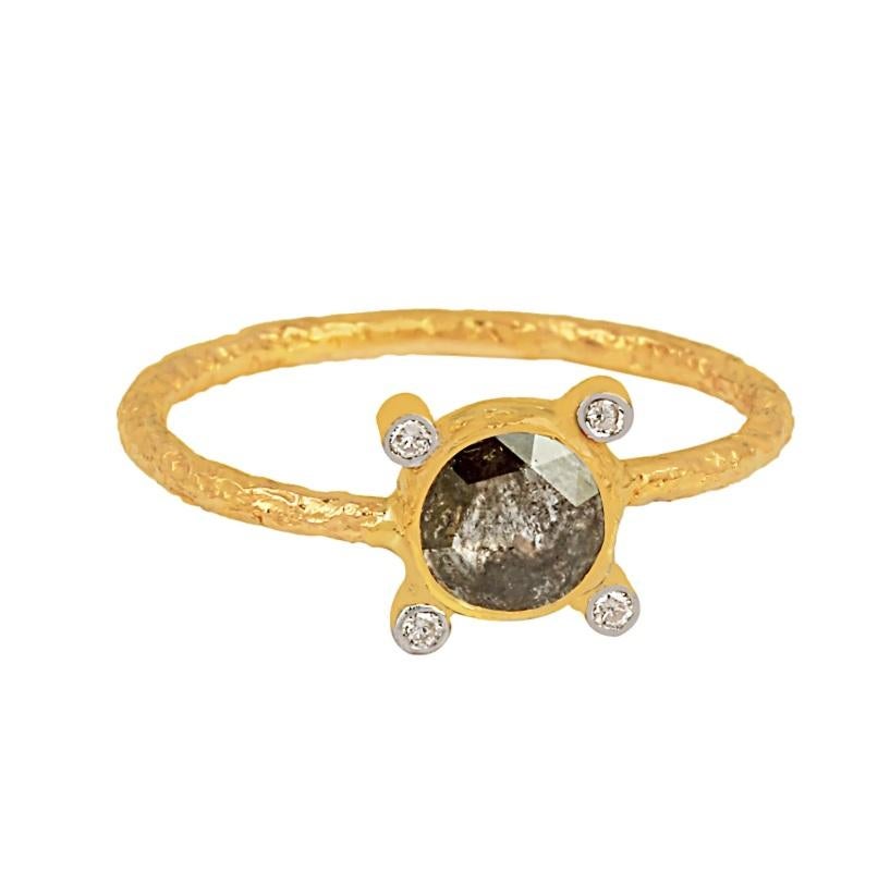 Natürlicher Diamantring 18K Gold im Angebot 1