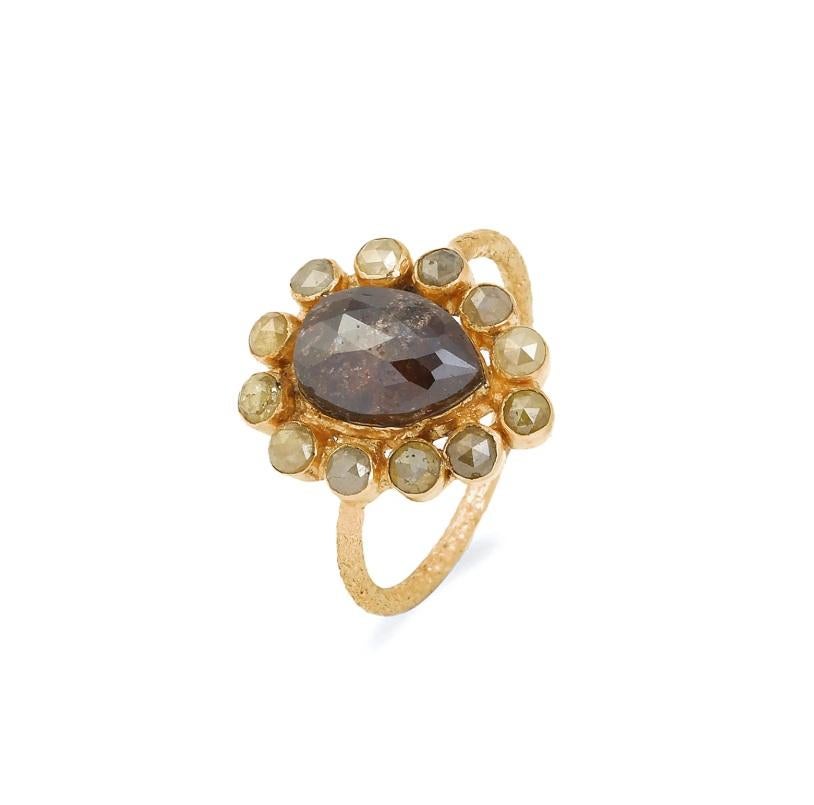 Anello con diamante Nature in oro 18 carati in vendita 1