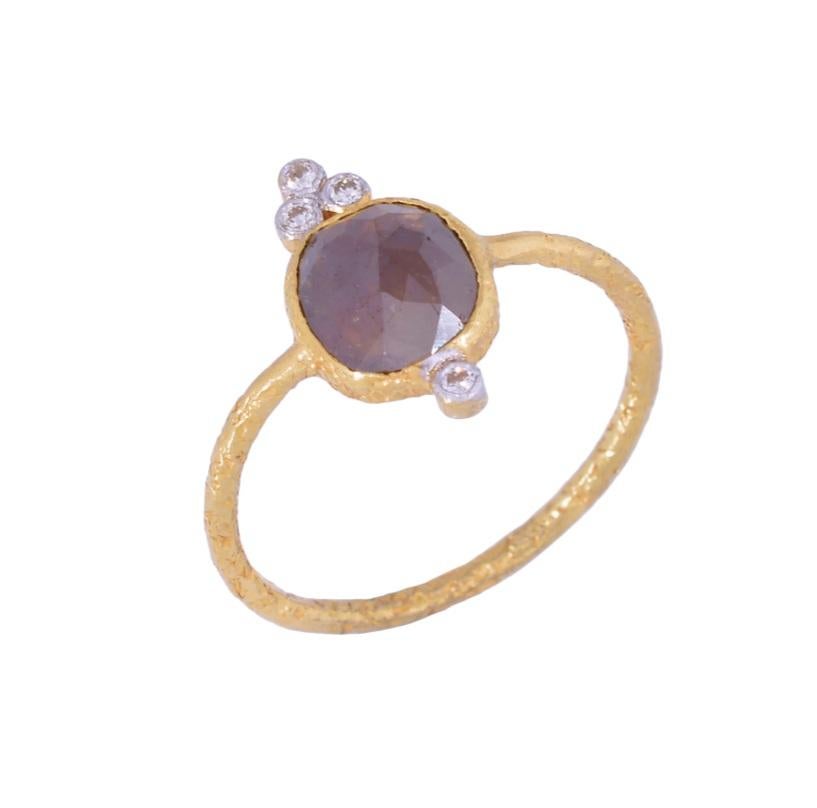 Anello con diamante Nature in oro 18 carati in vendita 1