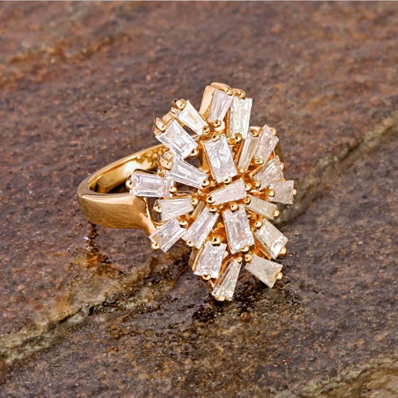Natürlicher Diamantring 18K Gold im Angebot 3