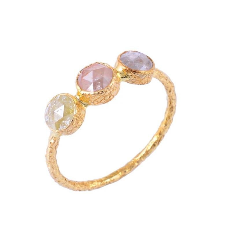 Bague en diamant naturel or 18K en vente 4