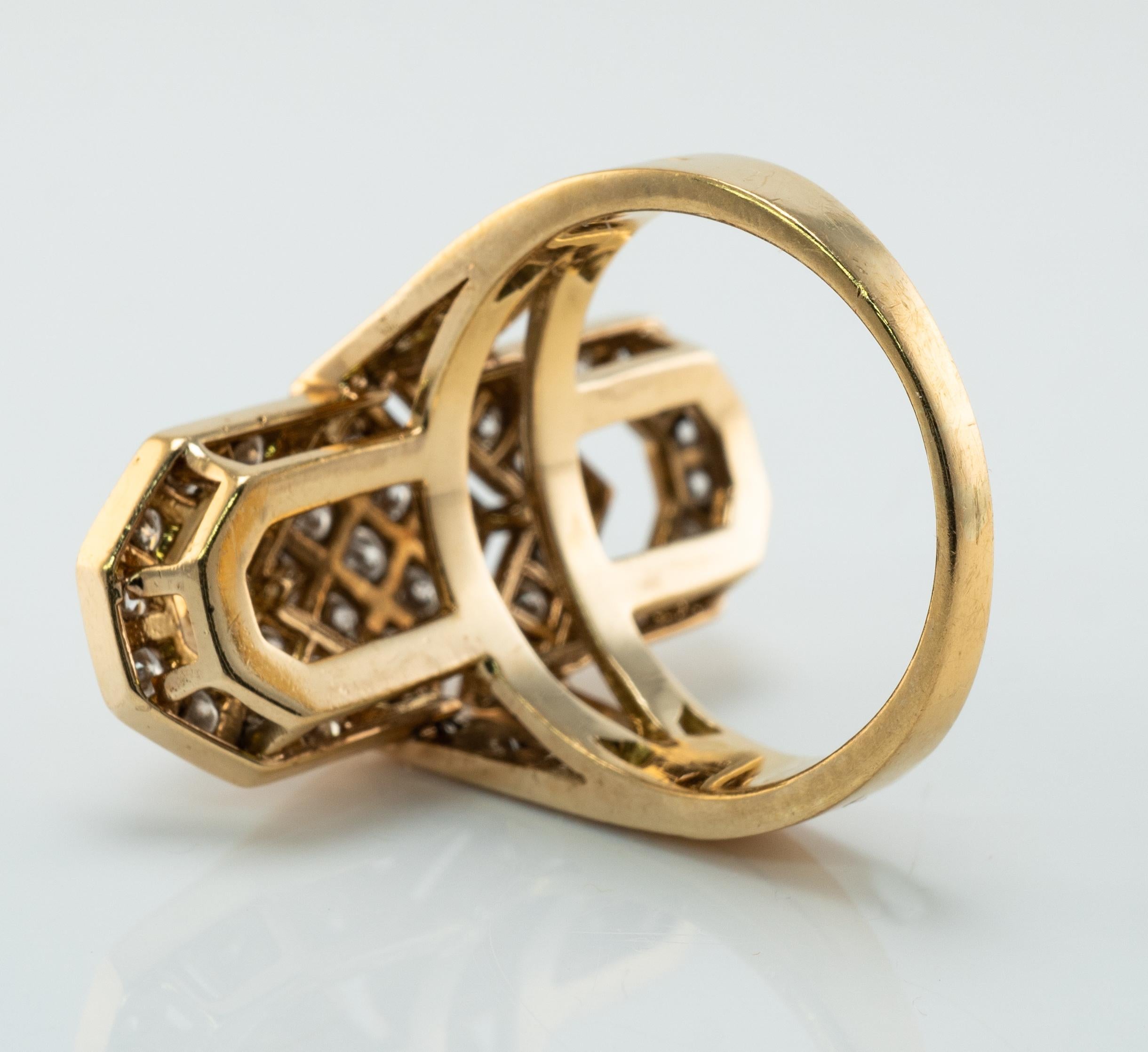 Natürlicher Diamantring 18K Gold Geometrischer Vintage 3,00 TDW  Cluster im Angebot 3