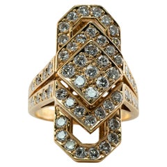 Natural Diamond Ring 18K Gold Geometric Vintage 3.00 TDW  Cluster