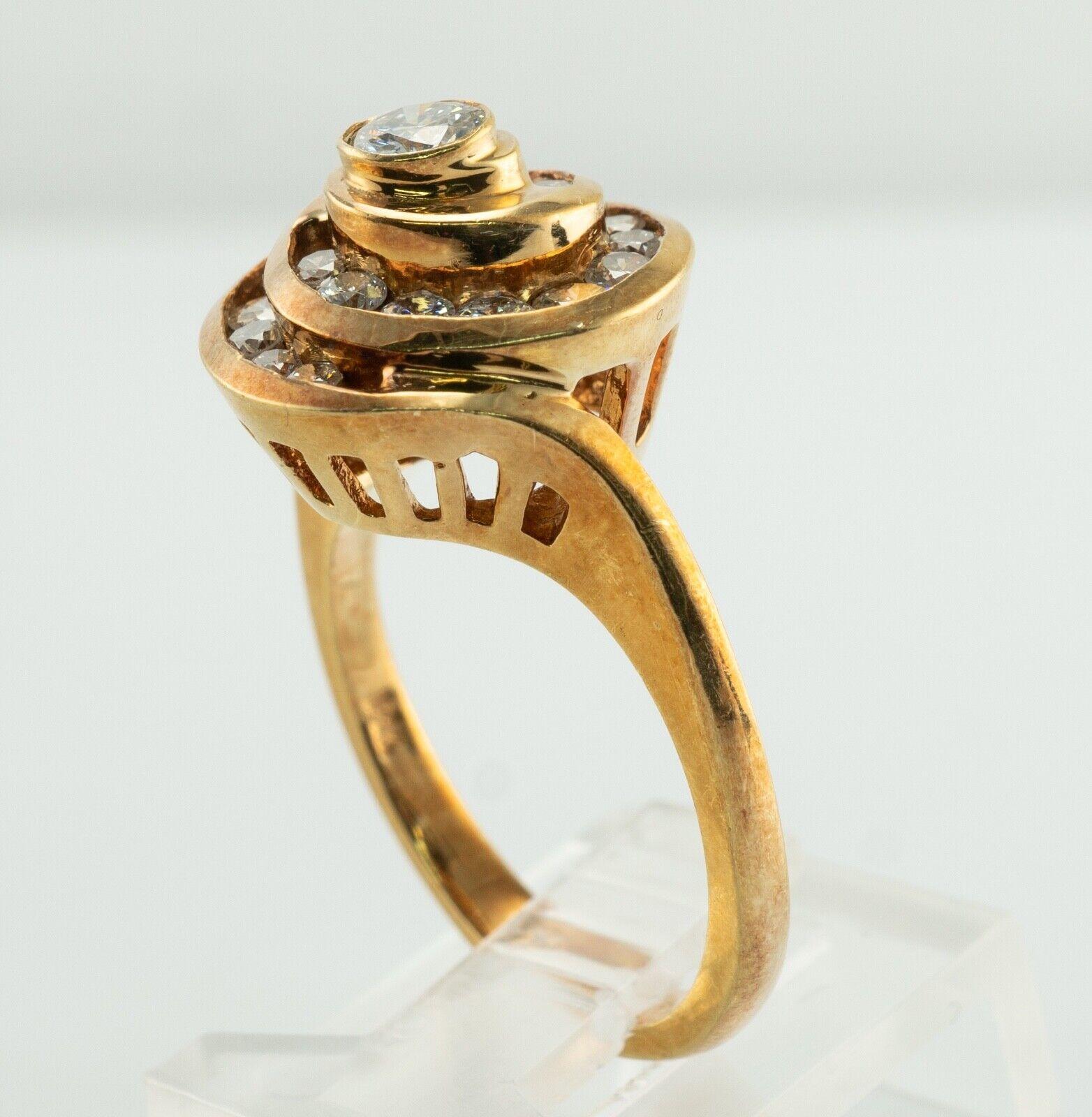 Natural Diamond Ring 18k Gold Spiral Vintage For Sale 5