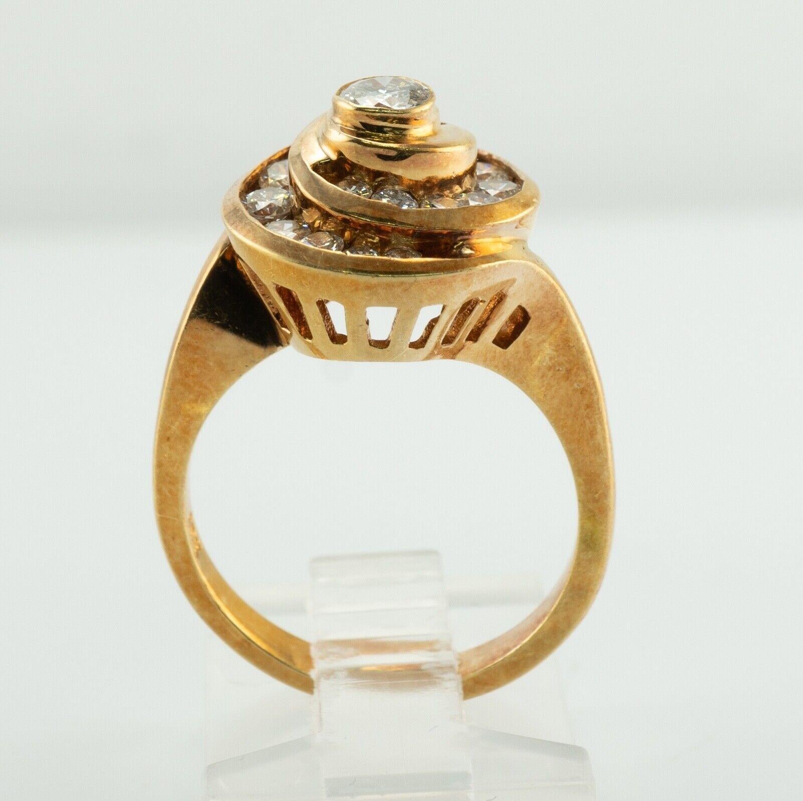 Natural Diamond Ring 18k Gold Spiral Vintage For Sale 7