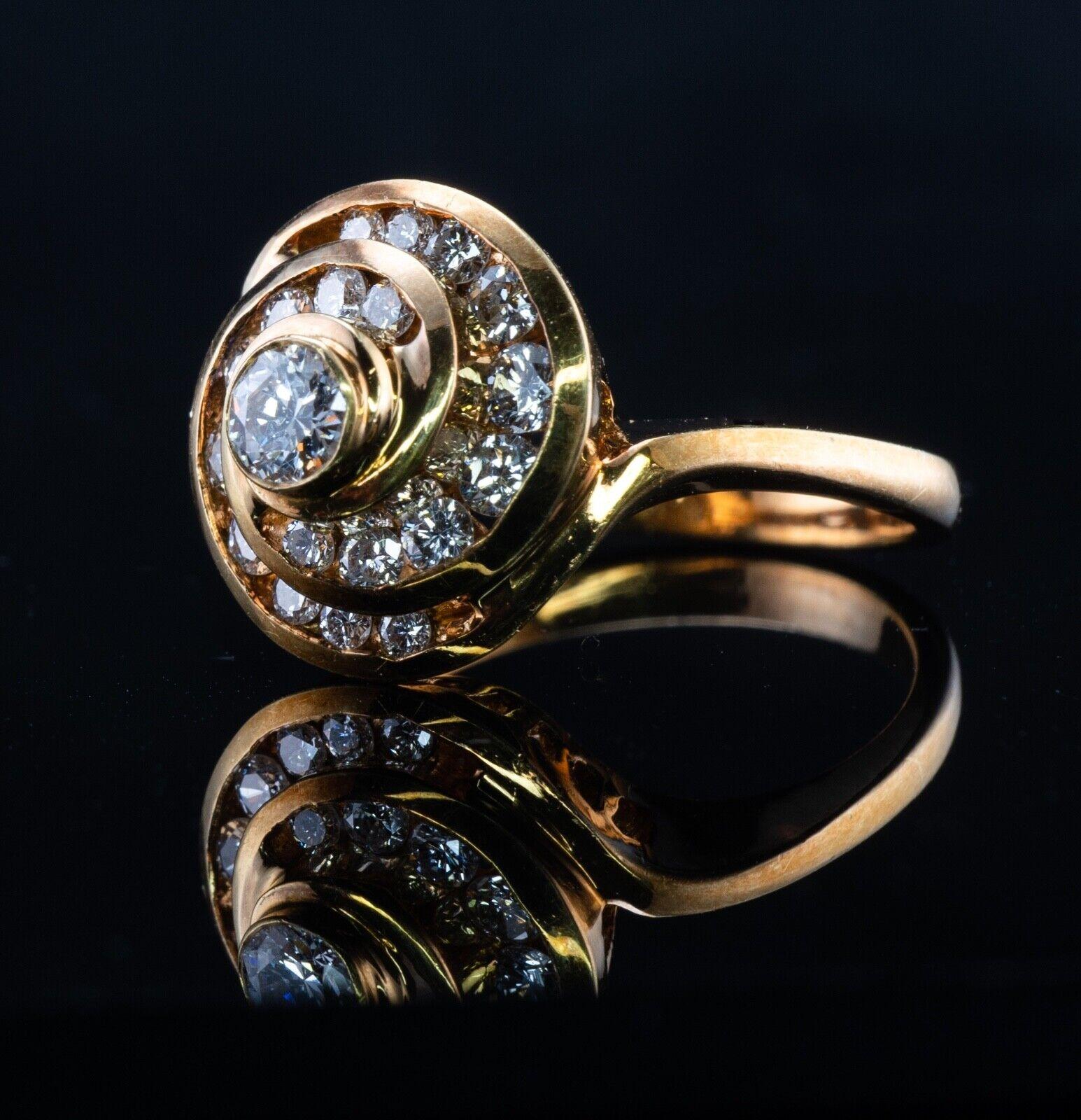Natural Diamond Ring 18k Gold Spiral Vintage In Good Condition For Sale In East Brunswick, NJ