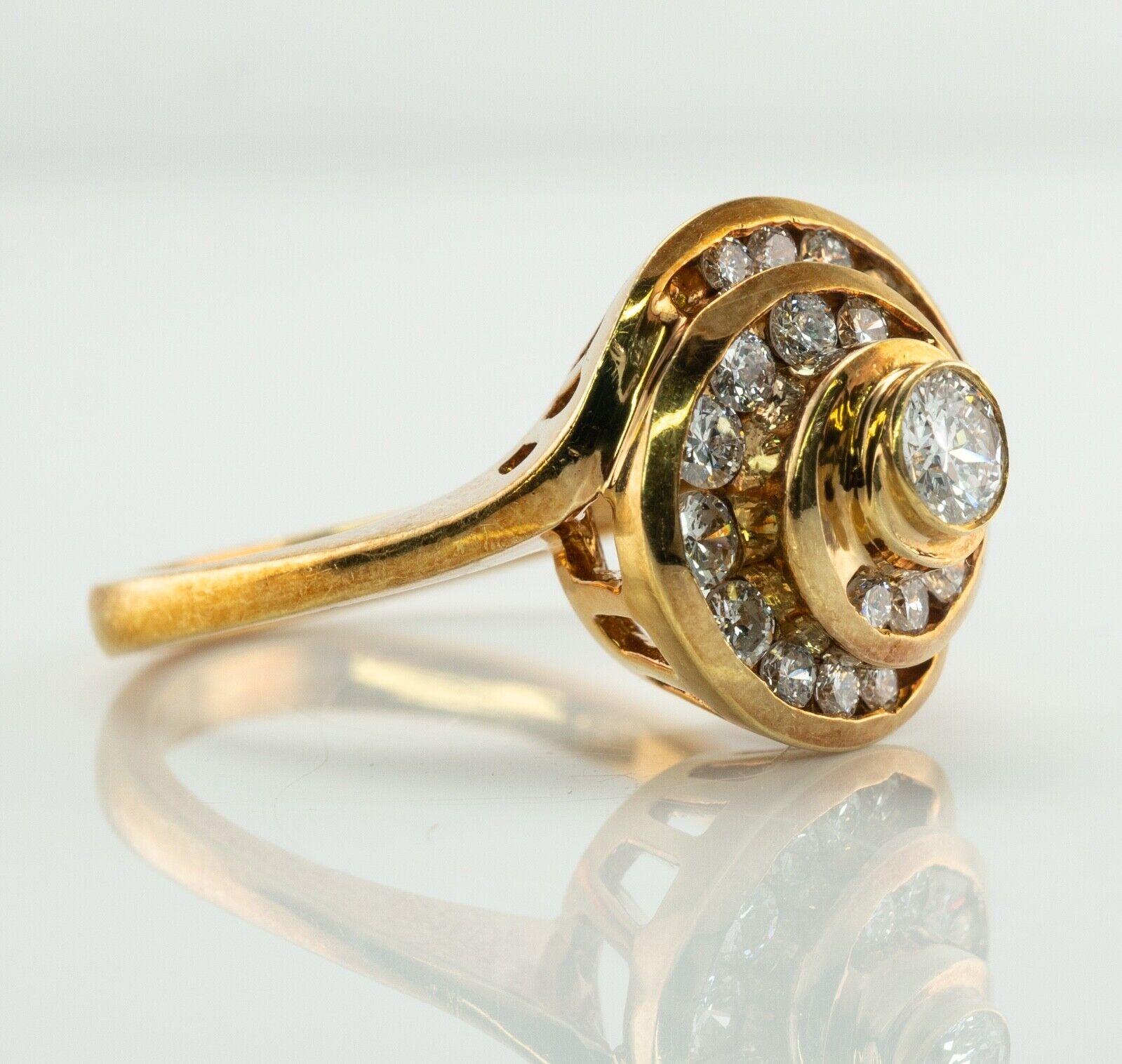 Natural Diamond Ring 18k Gold Spiral Vintage For Sale 1