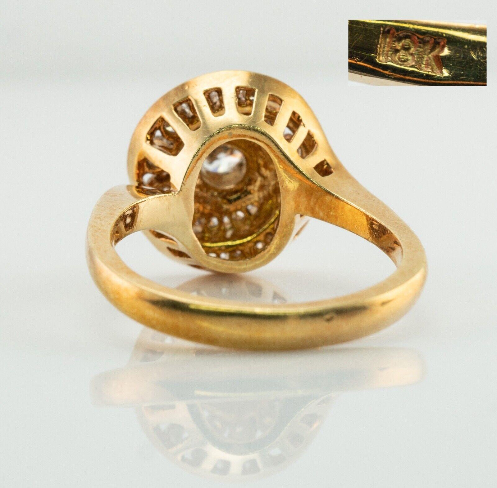 Natural Diamond Ring 18k Gold Spiral Vintage For Sale 2