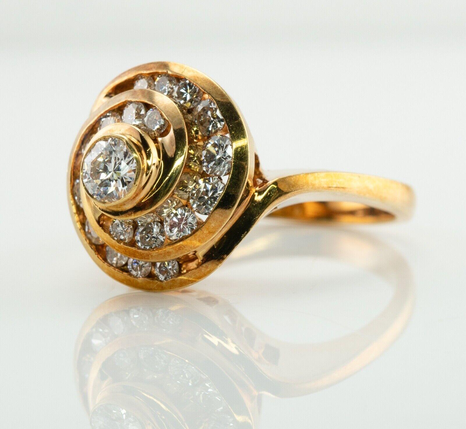 Natural Diamond Ring 18k Gold Spiral Vintage For Sale 3