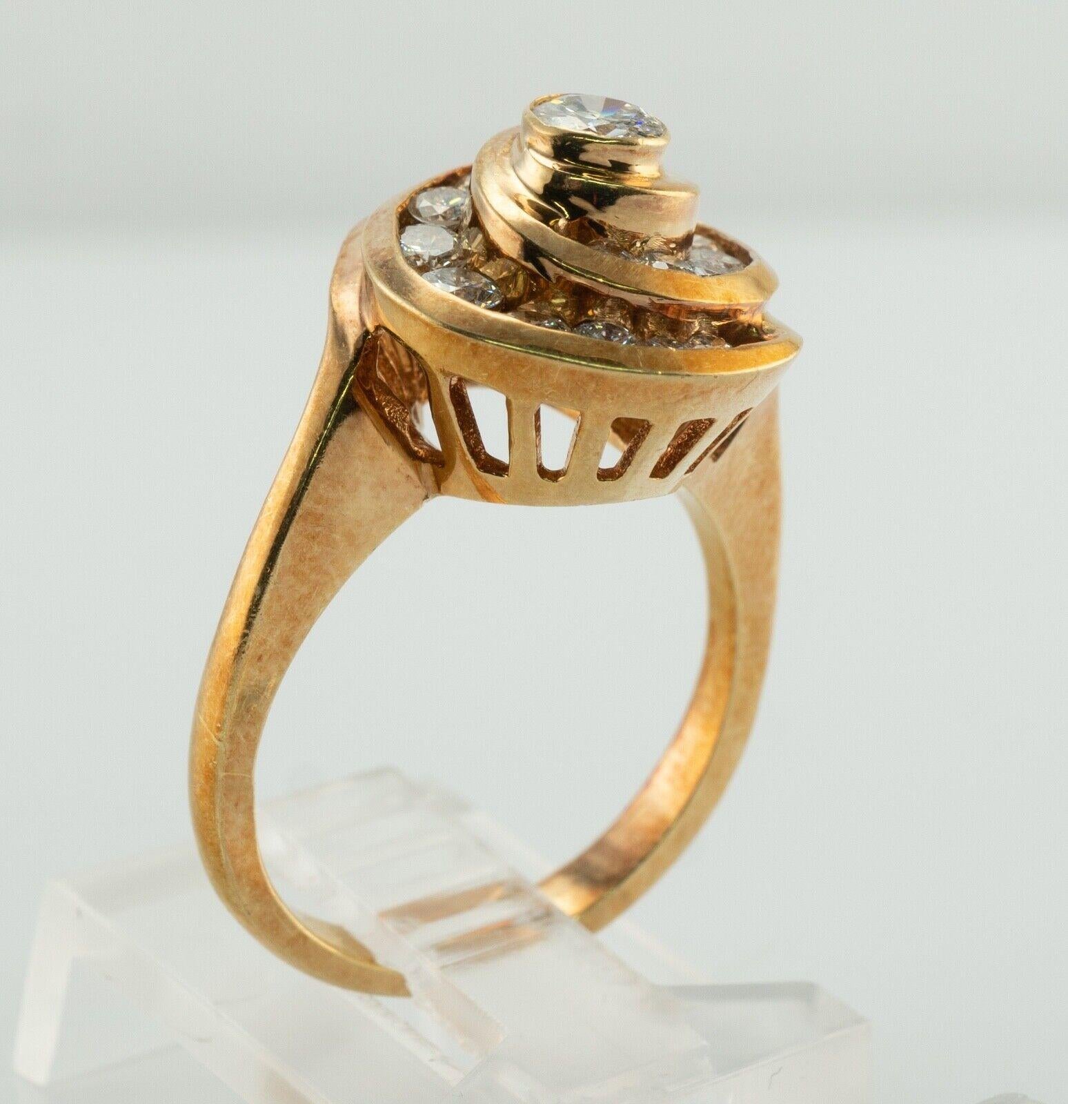 Natural Diamond Ring 18k Gold Spiral Vintage For Sale 4
