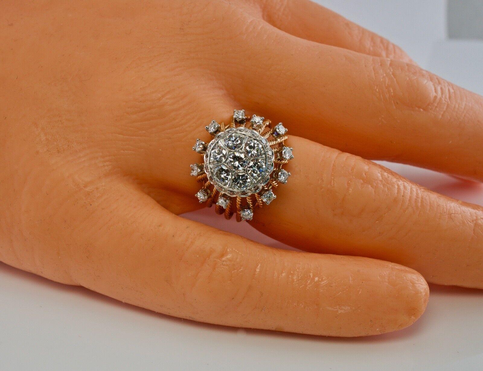 Natural Diamond Ring 18K Gold Vintage Cocktail Vintage For Sale 5