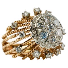 Natürlicher Diamantring 18K Gold Vintage Cocktail Vintage