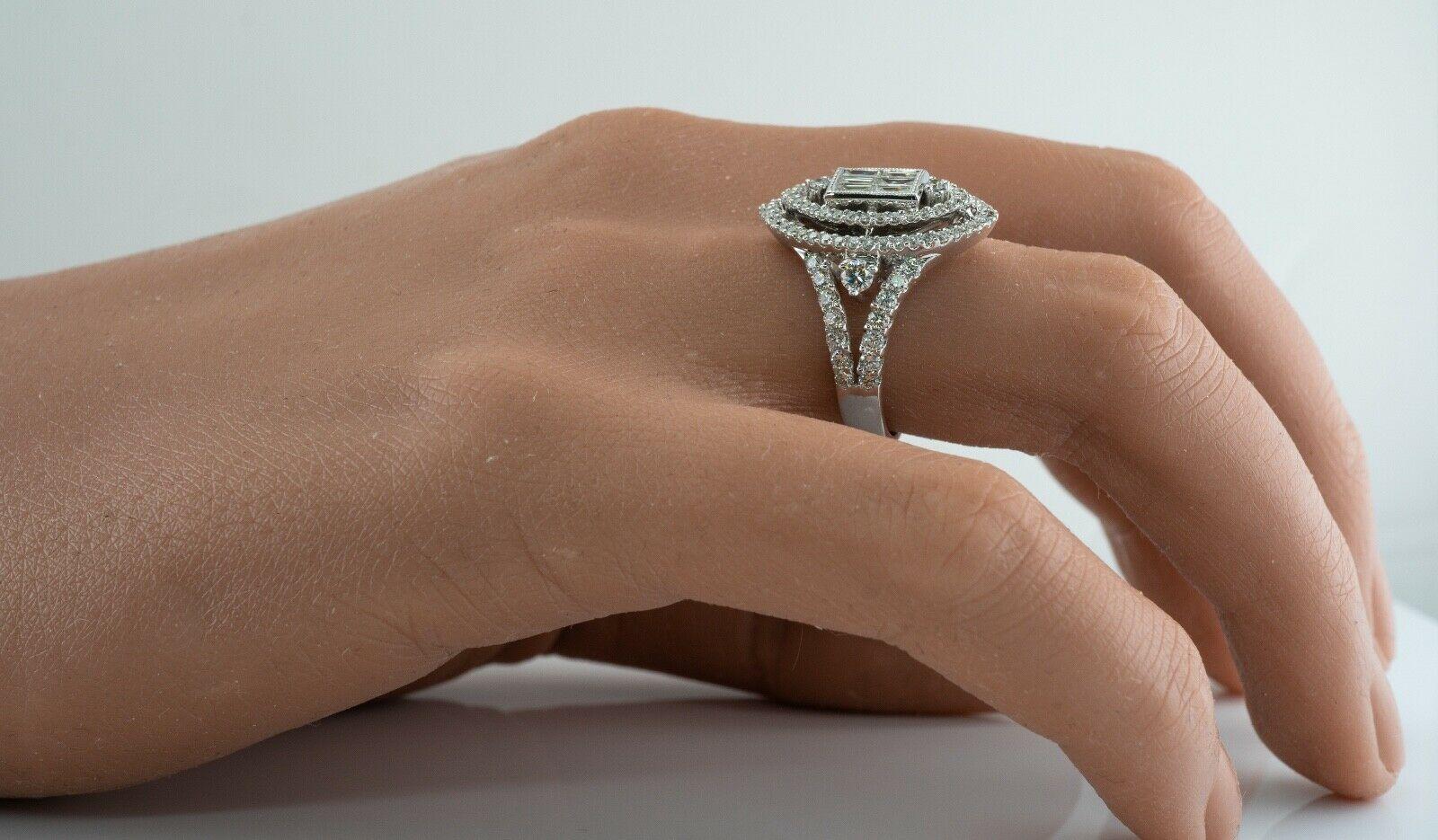 Natural Diamond Ring 18K White Gold 1.87 TDW Cocktail Engagement For Sale 3
