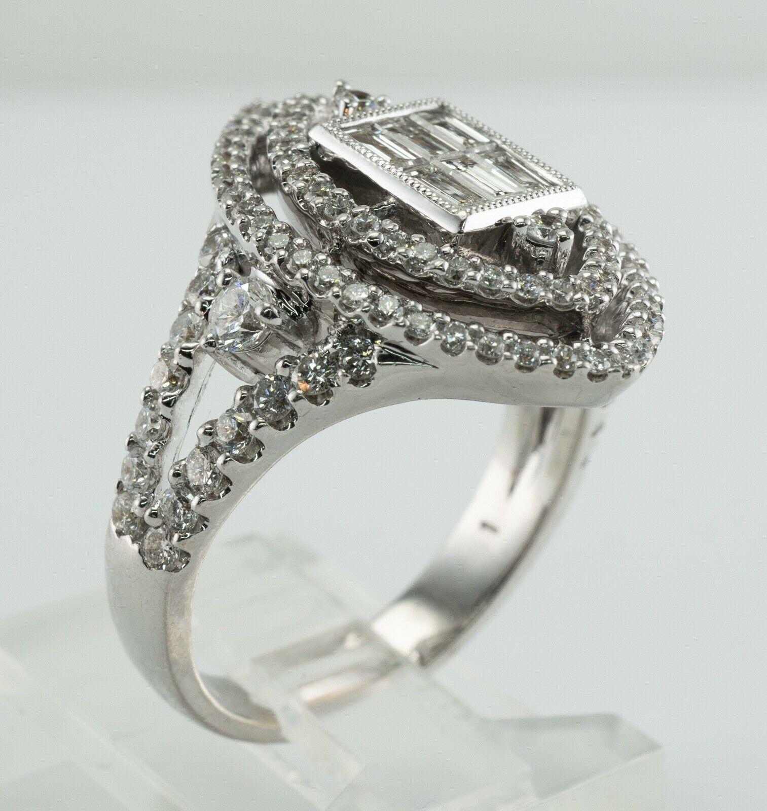Natural Diamond Ring 18K White Gold 1.87 TDW Cocktail Engagement For Sale 4